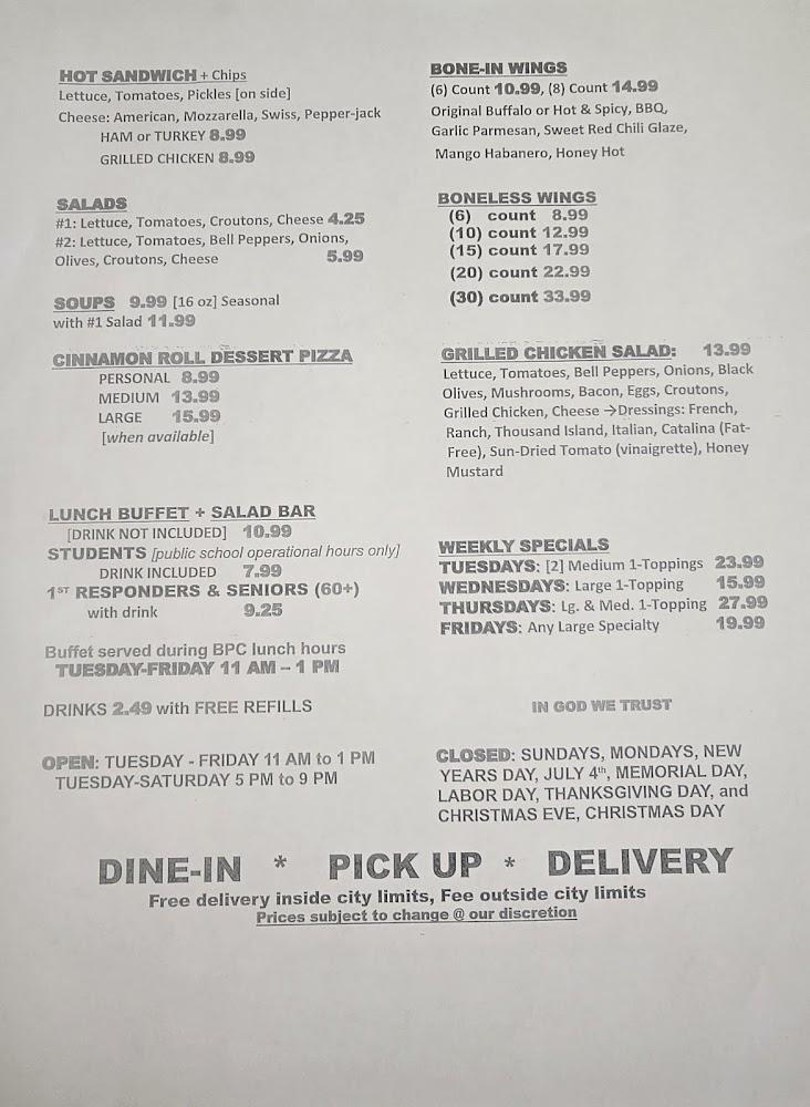 Breckenridge Pizza Co Menu image 1