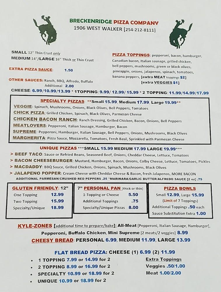Breckenridge Pizza Co Menu image 3